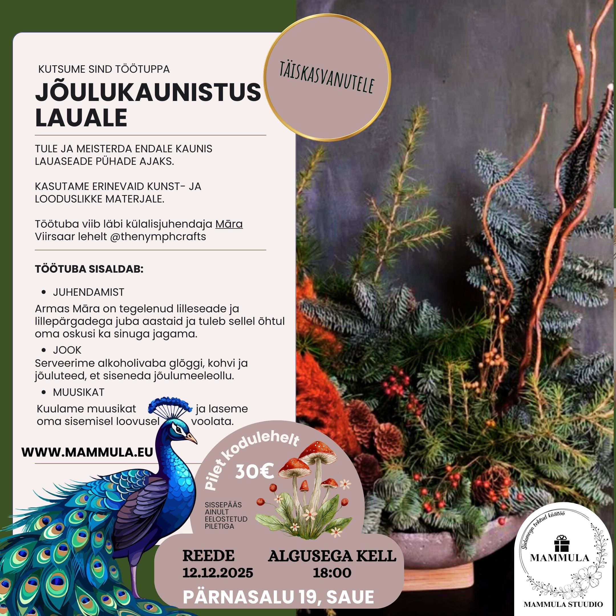 Jõulukaunistus lauale 12.12.2025