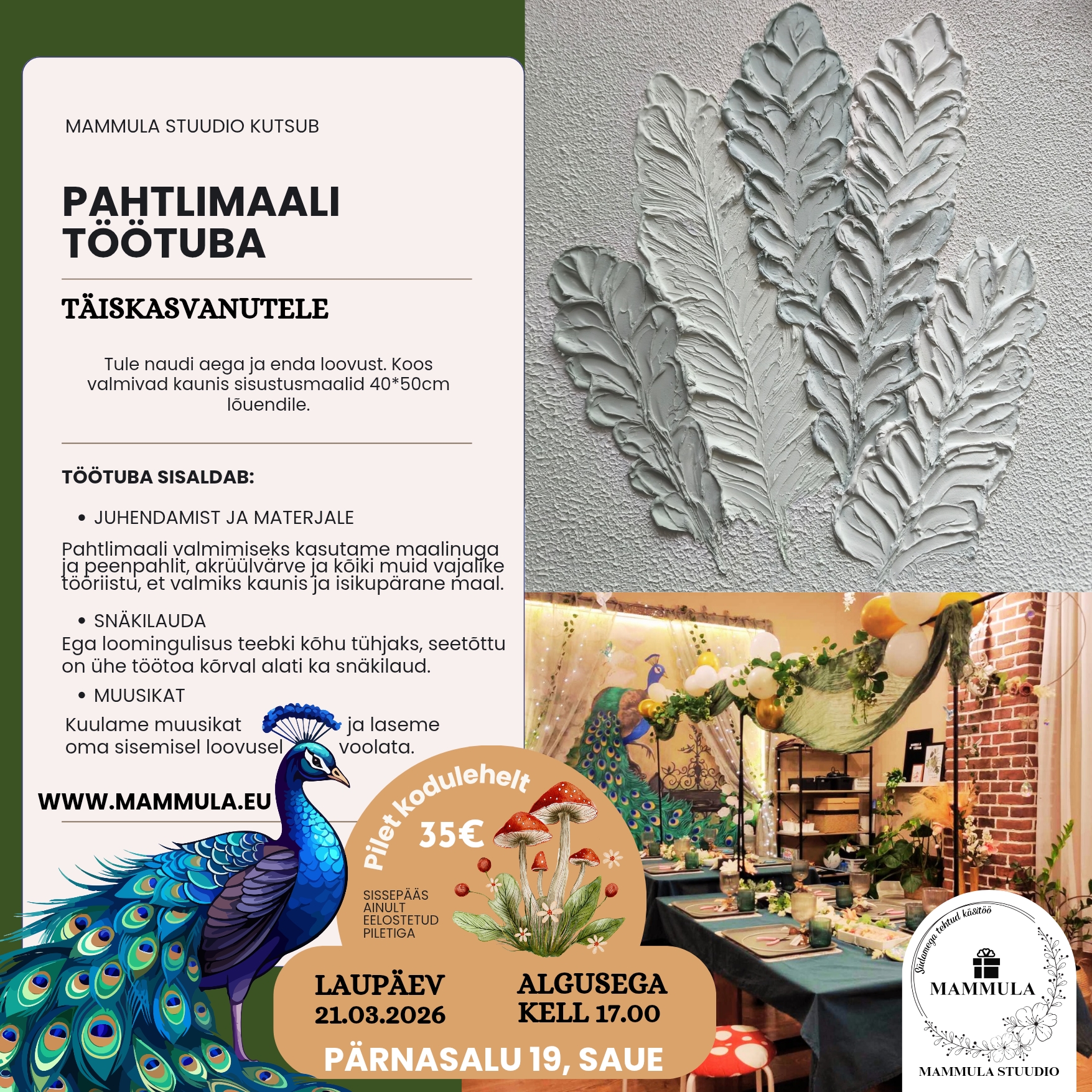 Pahtlimaali töötuba täiskasvanutele